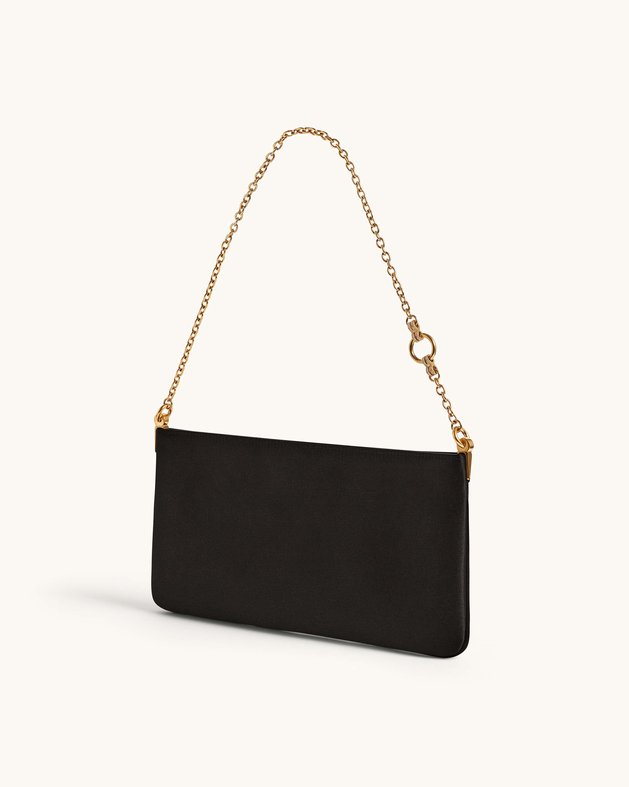 Snap Bag in Black Satin