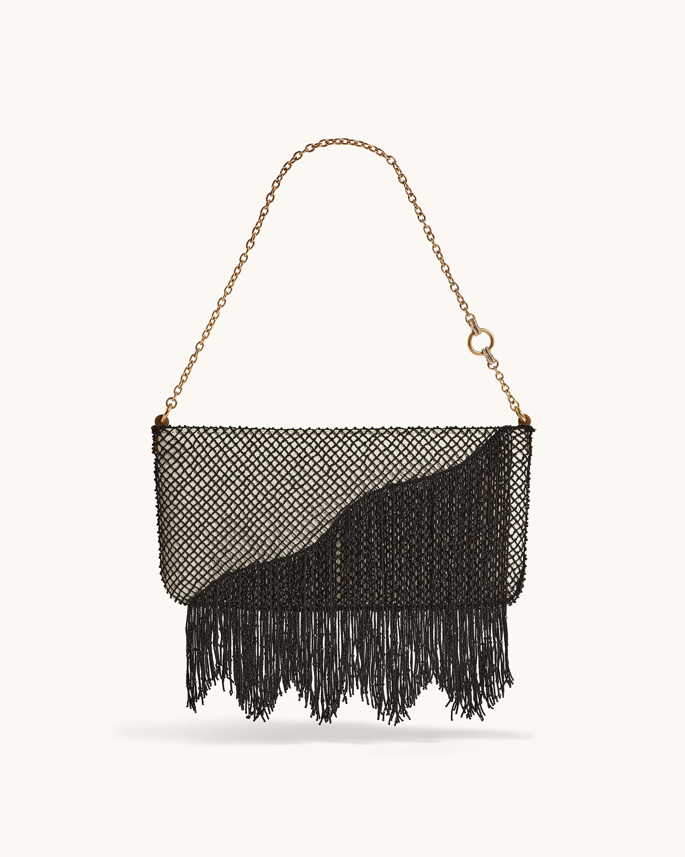 Snap Bag in Chalk Leather paired with Beaded Macramé Veil