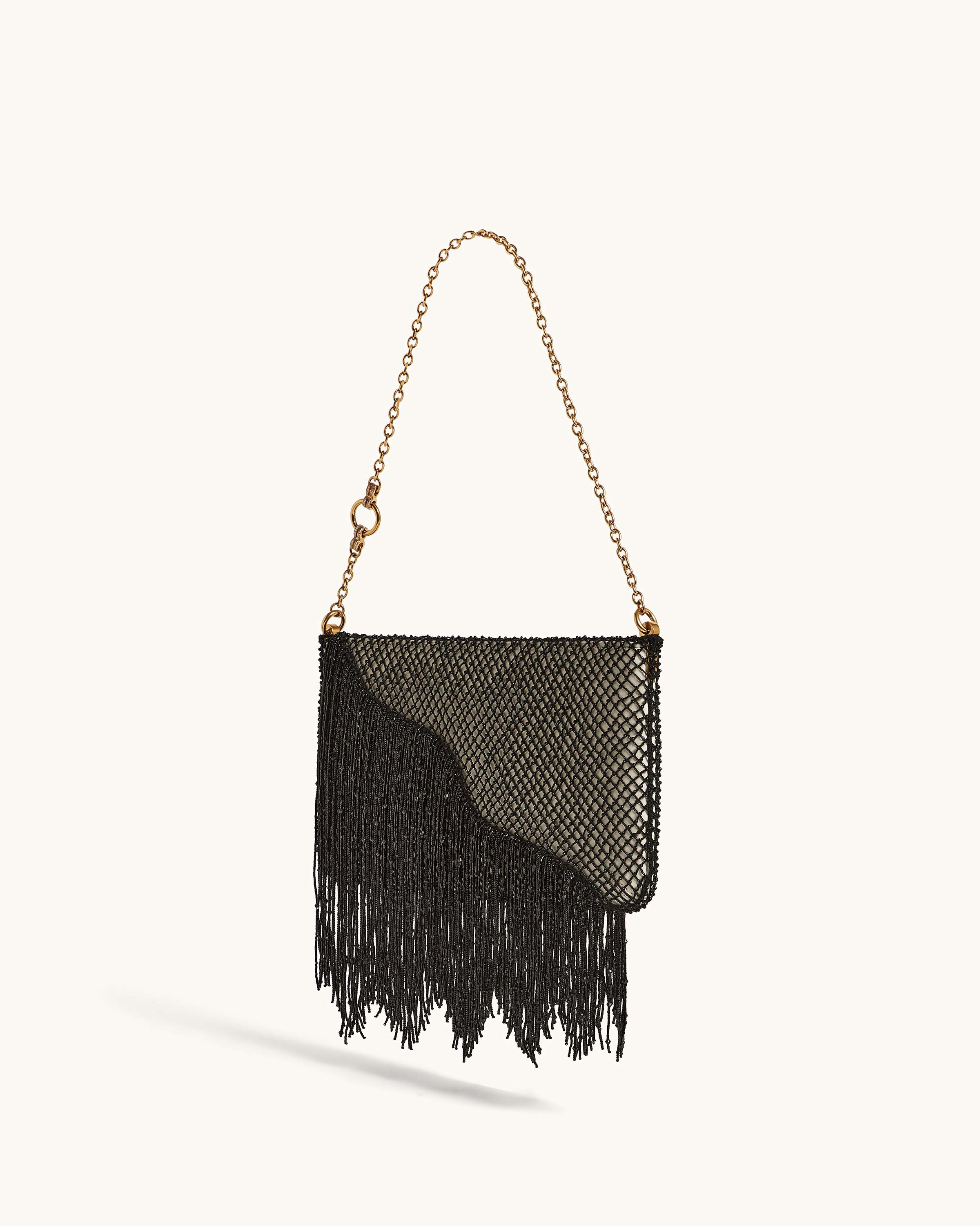 Snap Bag in Chalk Leather paired with Beaded Macramé Veil