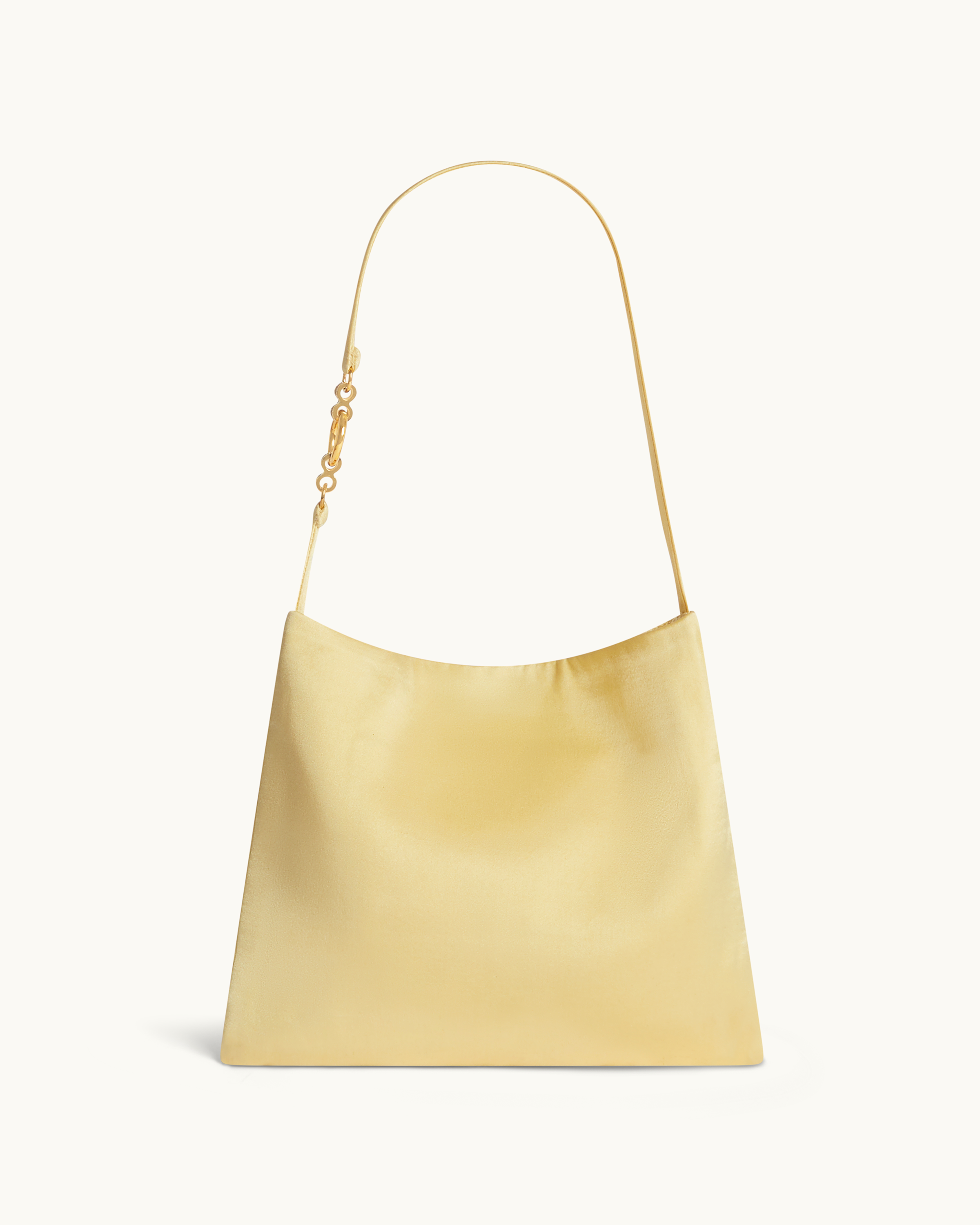 The Veil Pocket Hana Bag in yellow silk satin, back view